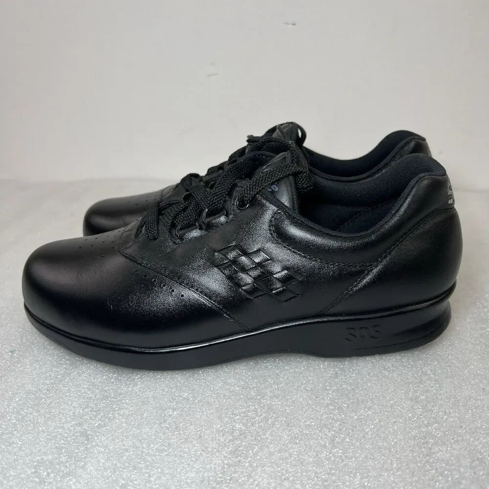SAS FREETIME Women's Walking Shoes Black Leather Size 6 M Comfy USA Made Lace Up